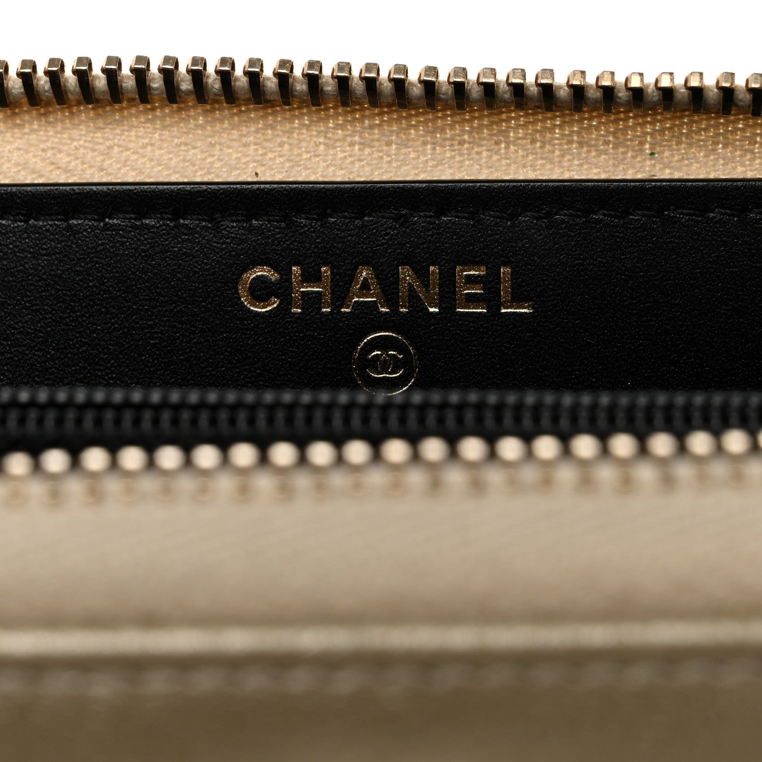 Chanel Caviar Iridescent Calfskin Long Duo Zip Around Wallet Light Gold Black 6 of 13