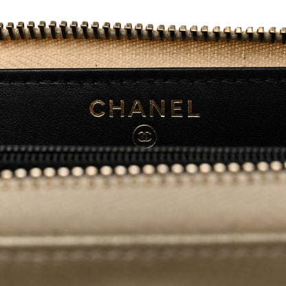 Chanel Caviar Iridescent Calfskin Long Duo Zip Around Wallet Light Gold Black 6 of 13