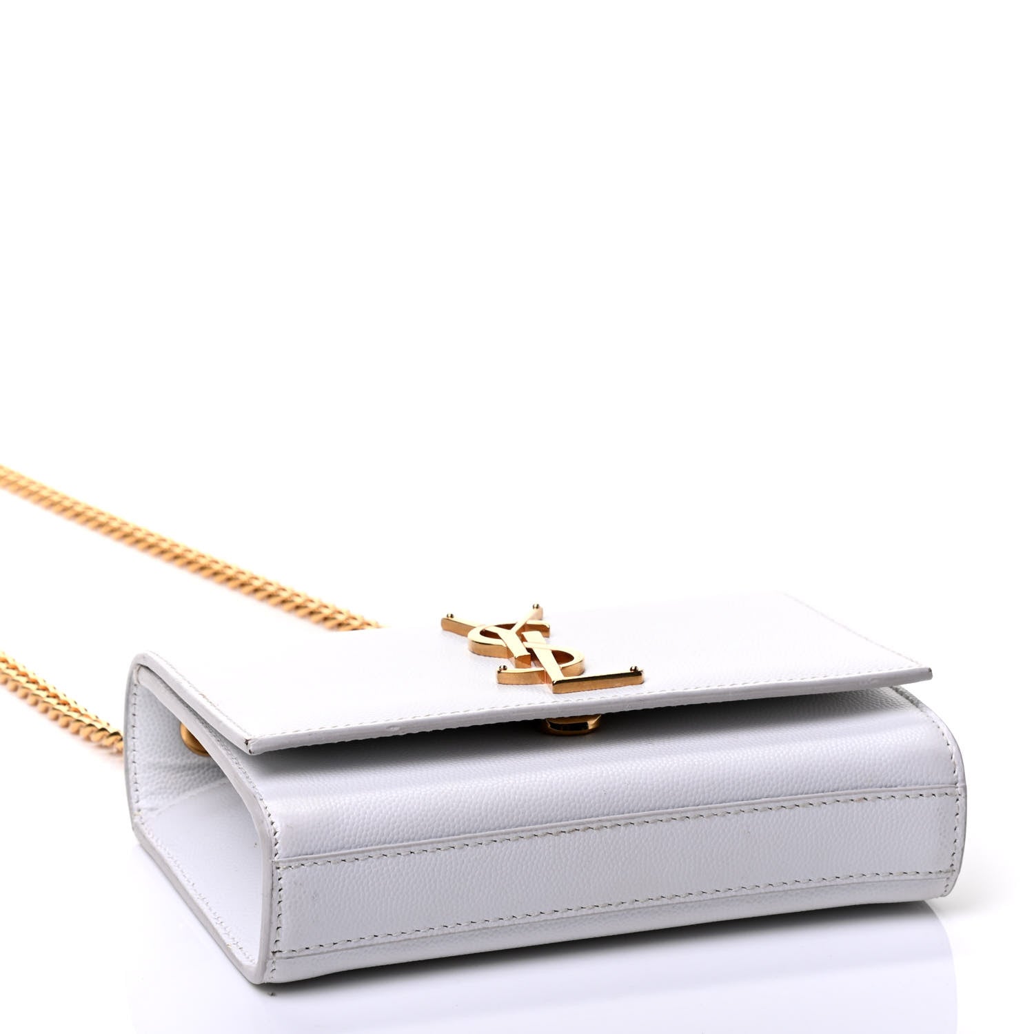 Saint Laurent Grain De Poudre Small Monogram Kate Satchel Optical White 3 of 4