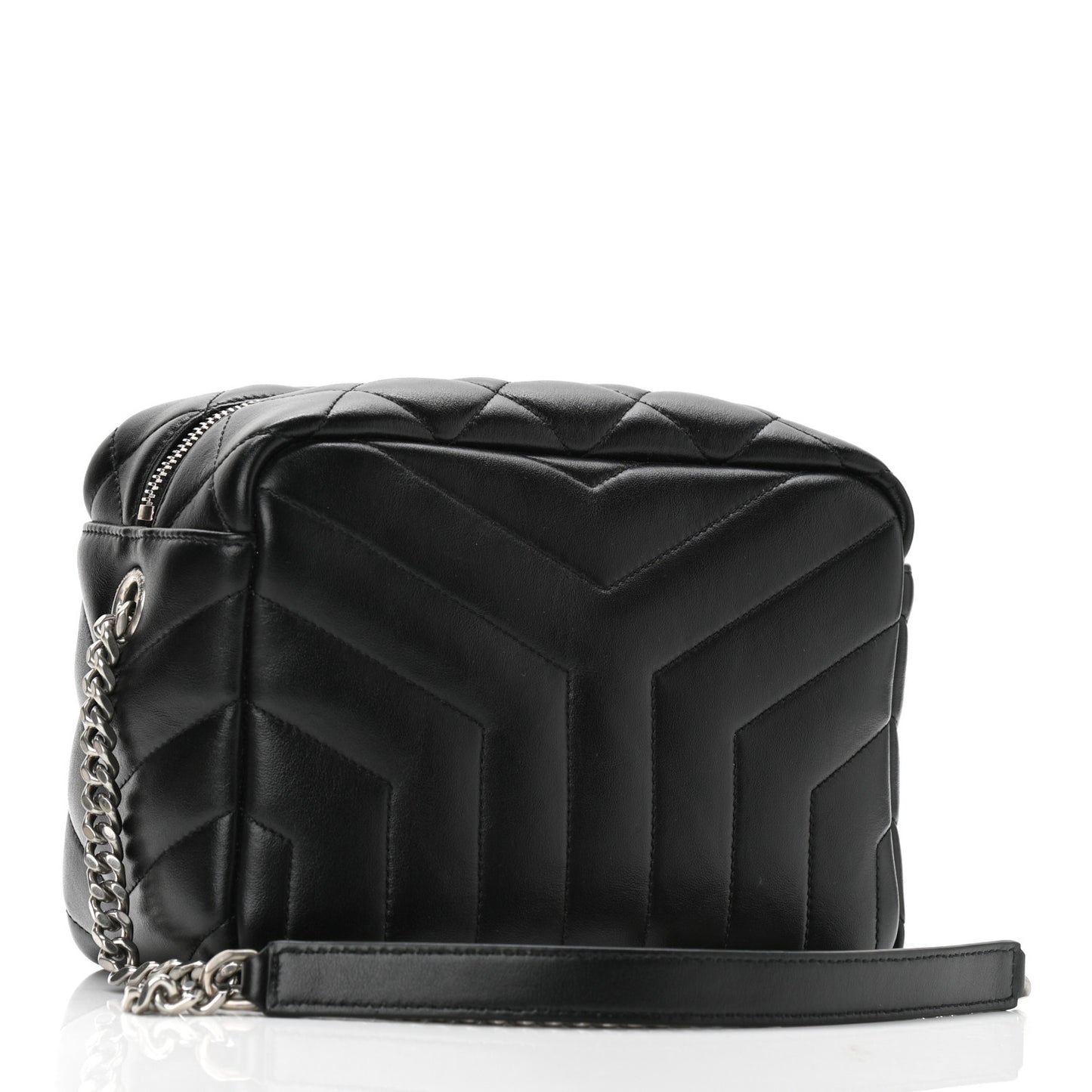 Calfskin Y Quilted Monogram Small Loulou Bowling Bag Black