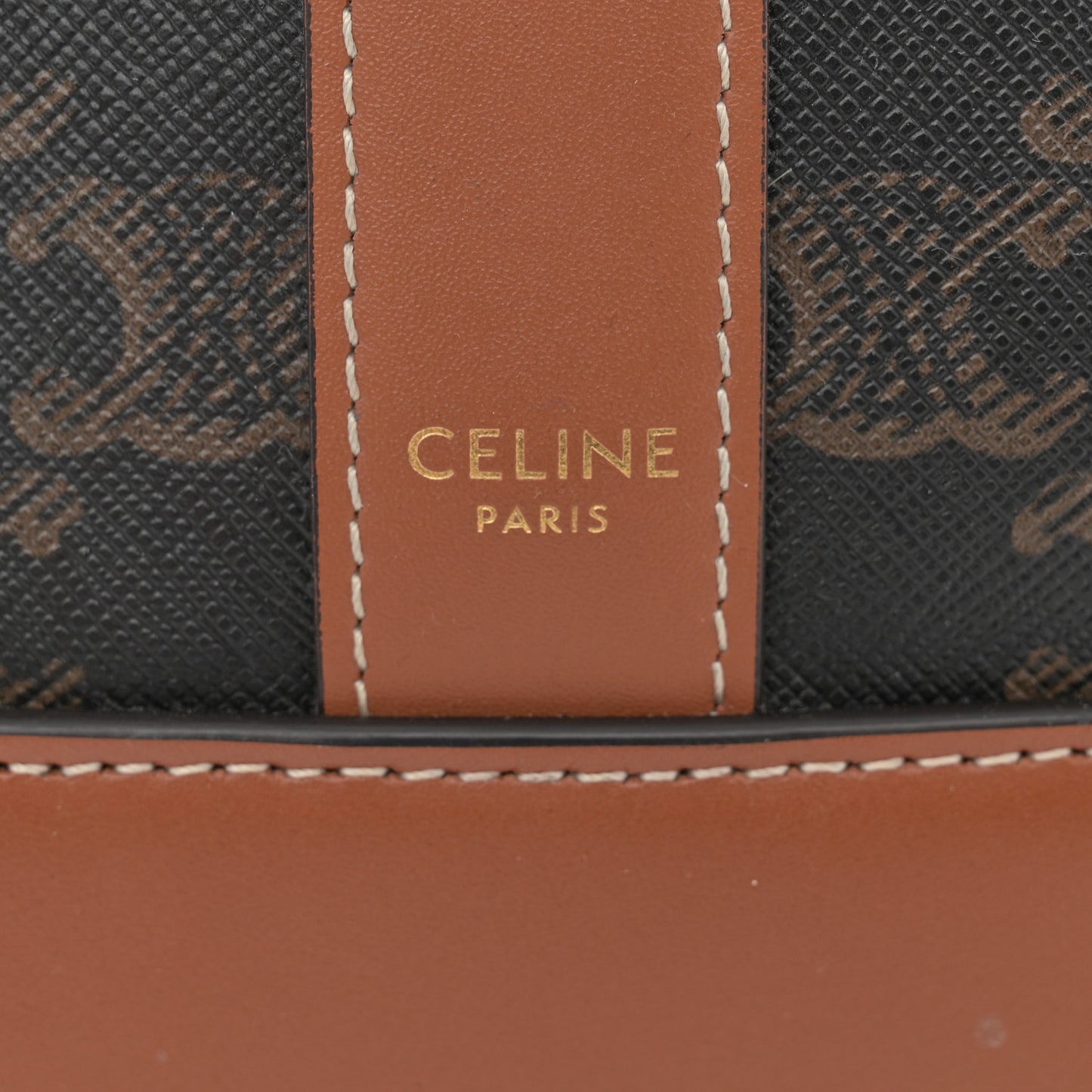 Triomphe Canvas Calfskin Medium Bucket Bag Tan