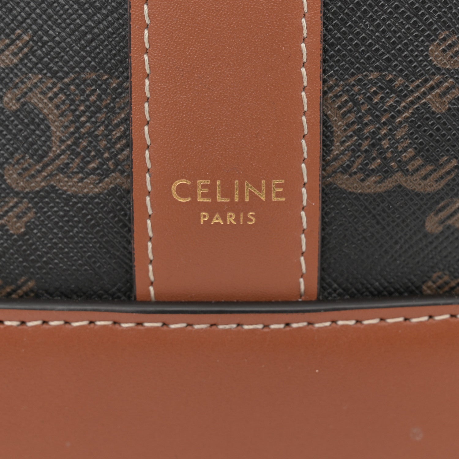 Celine Triomphe Canvas Calfskin Medium Bucket Bag Tan 6 of 12