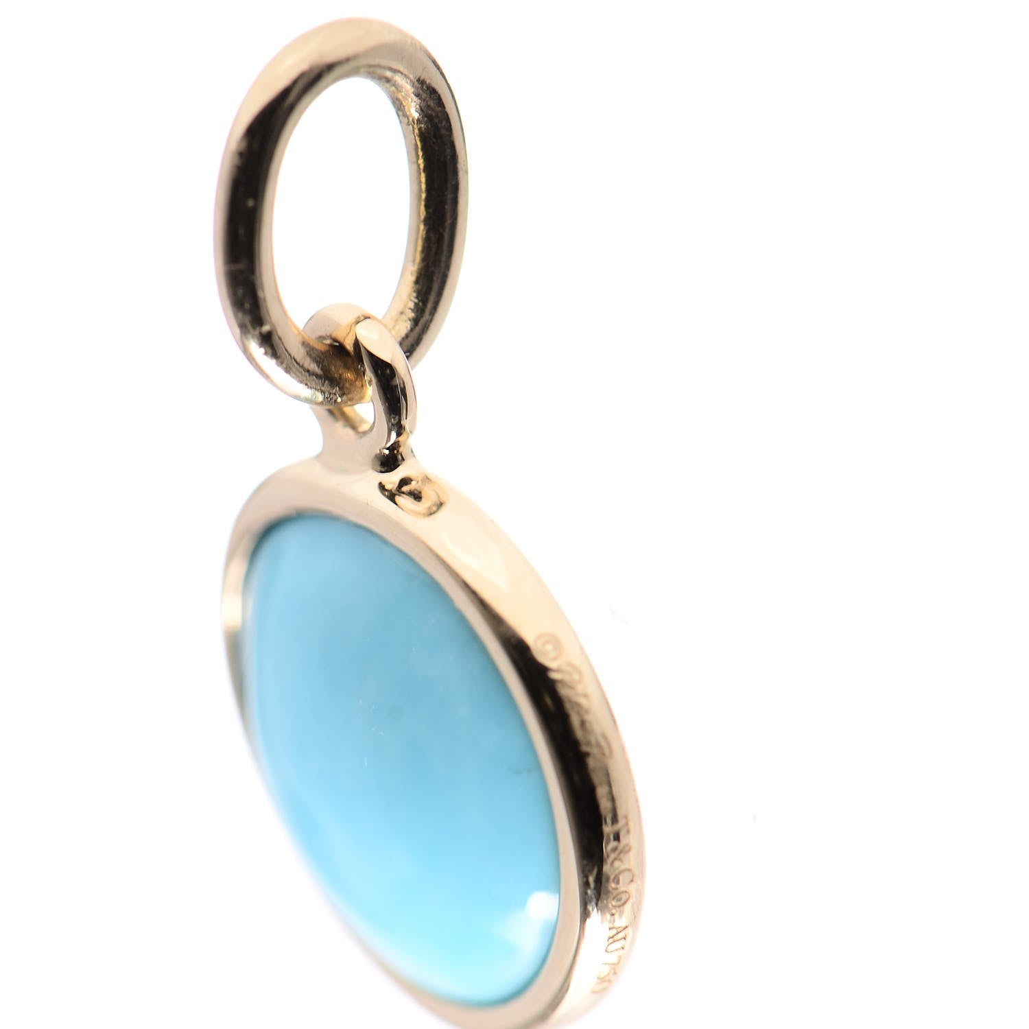 Tiffany 18K Yellow Gold Turquoise Paloma Picasso Dot Charm 4 of 7