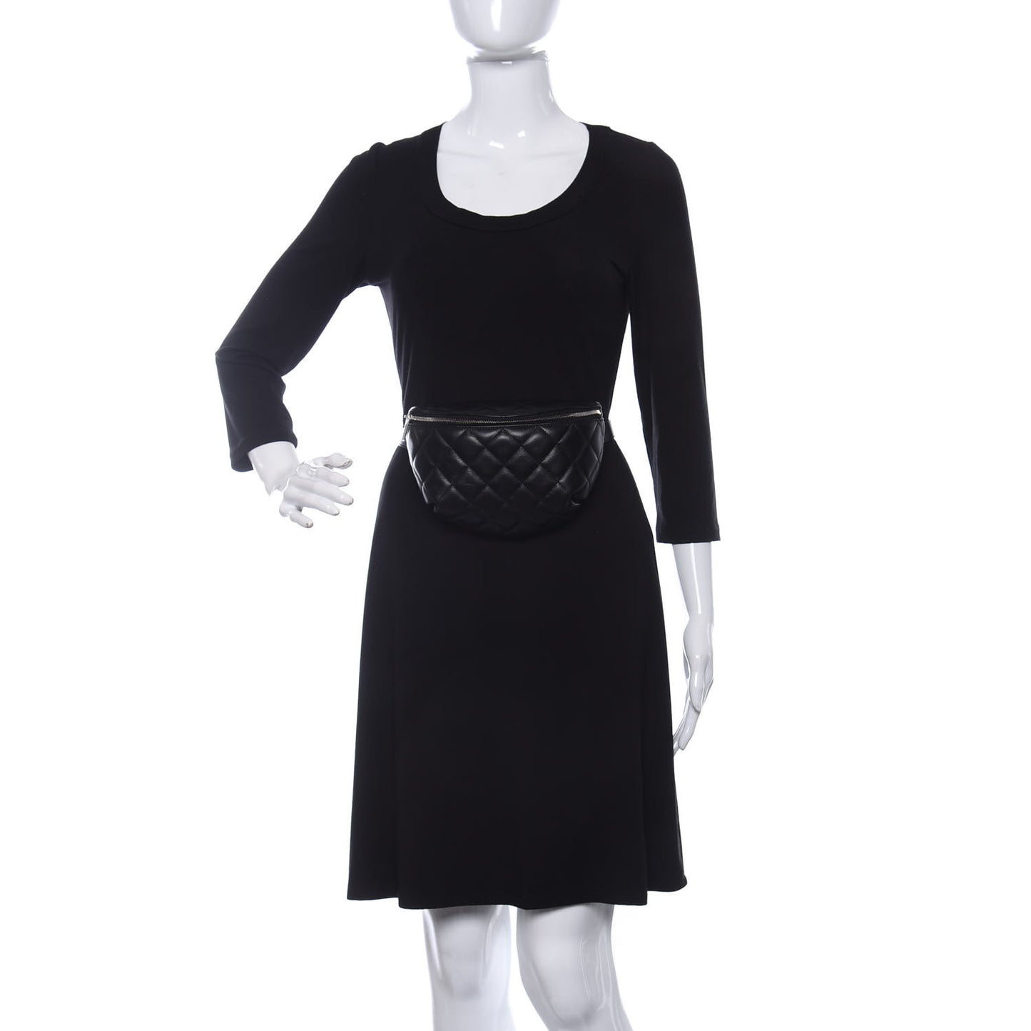 Calfskin Quilted Waist Belt Bag Black