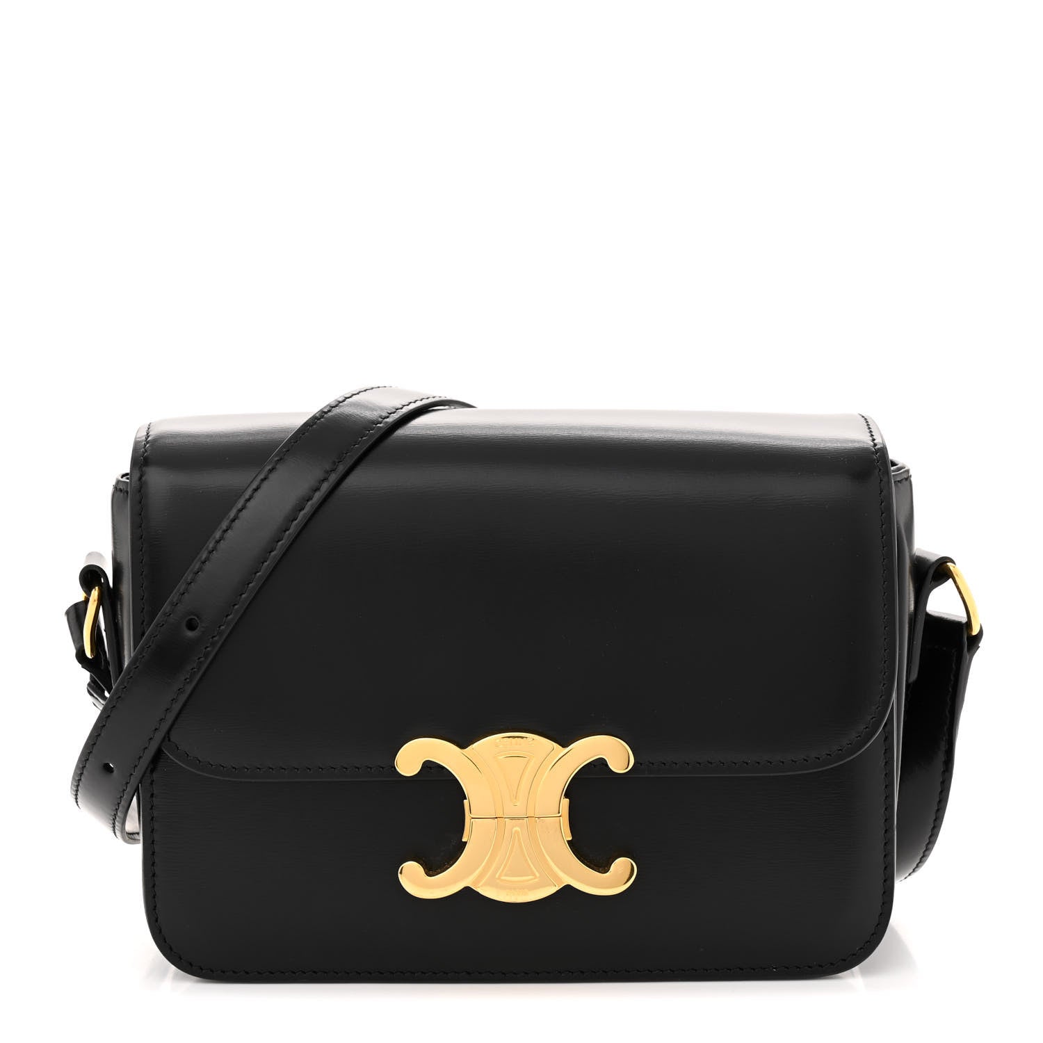 Celine Shiny Calfskin Teen Triomphe Black 1 of 12