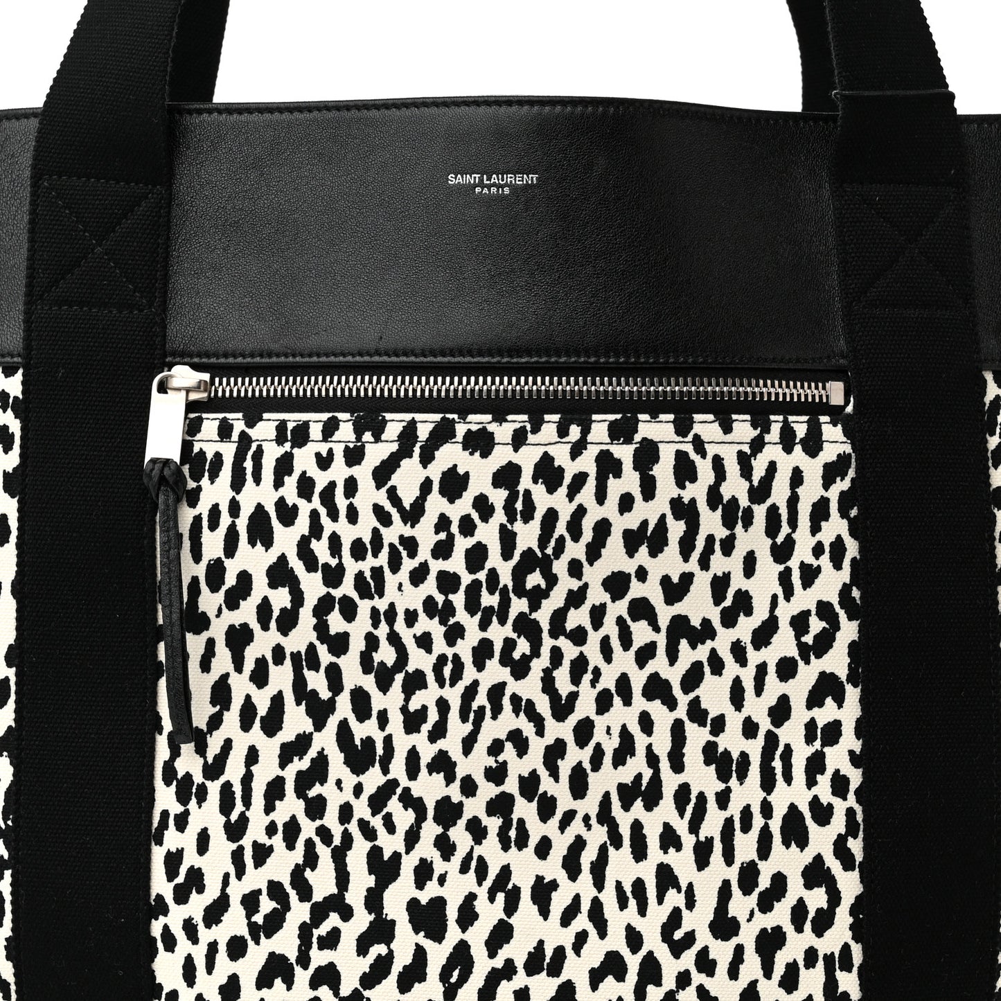 Canvas Leopard Olona Tote Black White