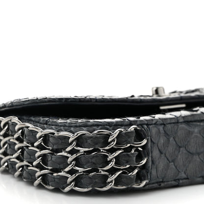Chanel Snakeskin 3 Chain Flap Dark Blue 9 of 10