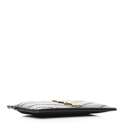 Saint Laurent Grain De Poudre Matelasse Chevron Monogram Credit Card Case Black 4 of 8