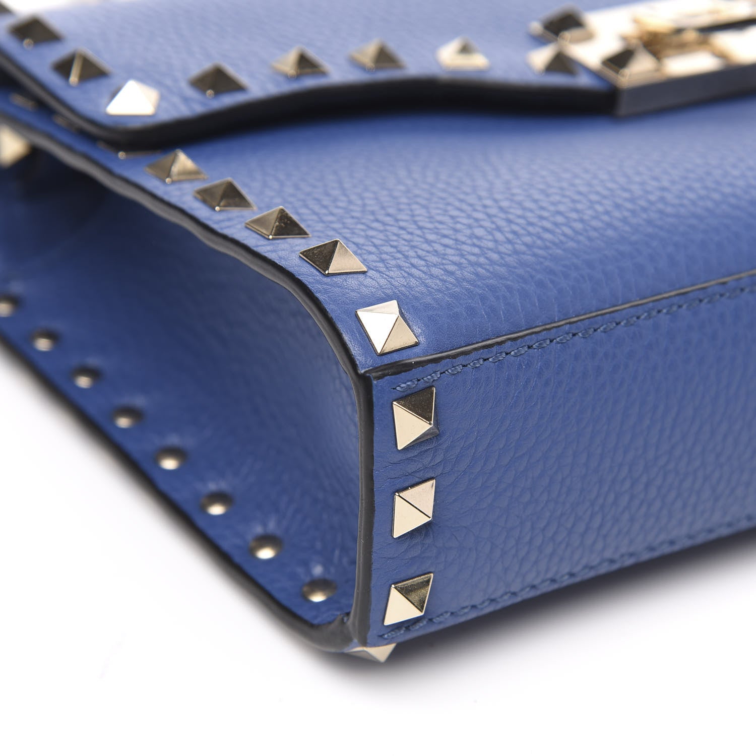 Valentino Garavani Pebbled Calfskin Medium Rockstud Flip Lock Crossbody Bag Baltique 7 of 9
