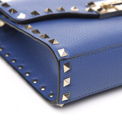 Valentino Garavani Pebbled Calfskin Medium Rockstud Flip Lock Crossbody Bag Baltique 7 of 9