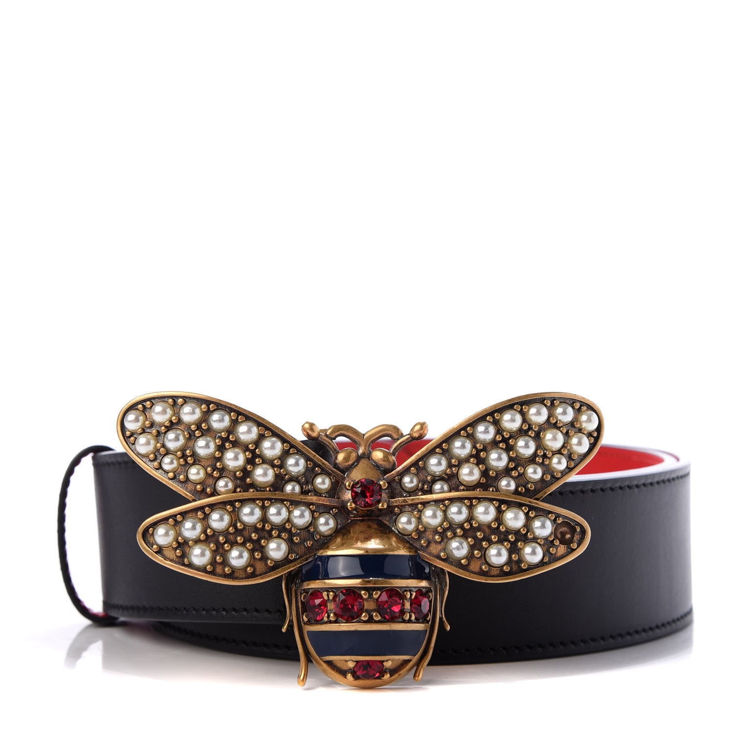 Gucci Calfskin Queen Margaret Bee Belt 95 38 Black 1 of 4