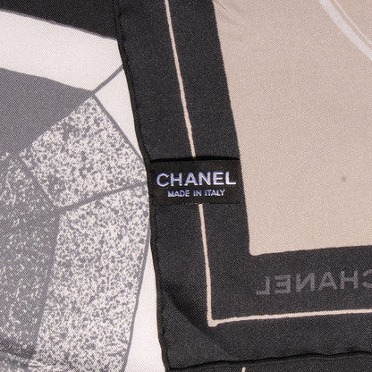 Chanel Silk Jacket Camellia CC Iconic Symbols Scarf 3 of 5