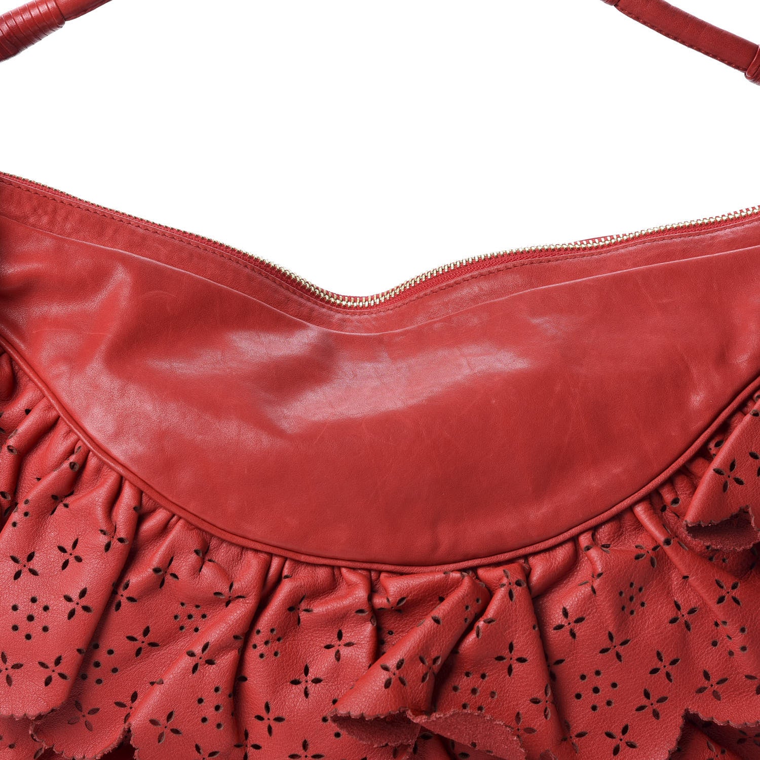 Christian Dior Washed Calfskin Gypsy Ruffles Bag Red 9 of 9
