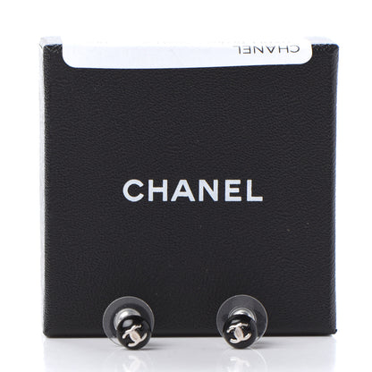 Chanel Resin CC Stud Earrings Black 5 of 5