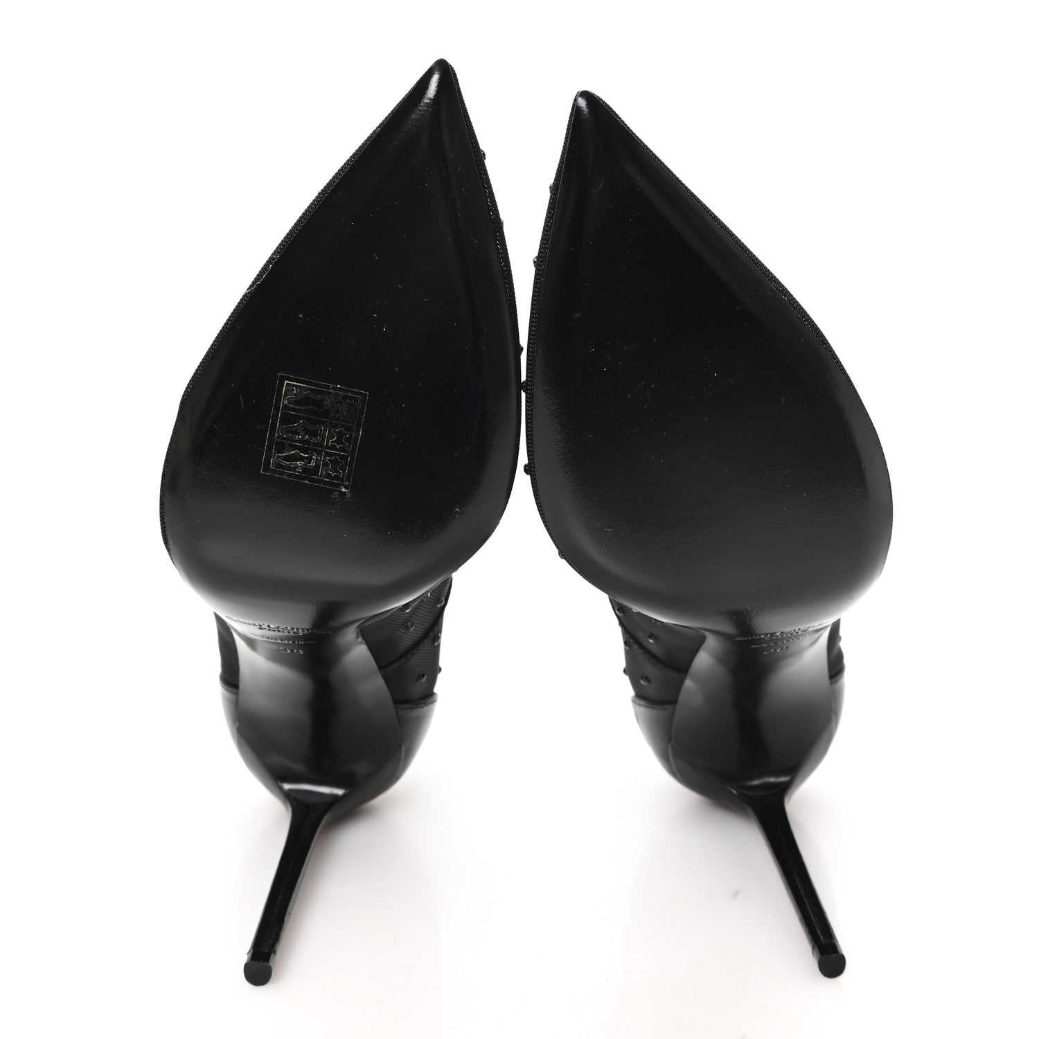 Saint Laurent Rhinestone Mesh 105 Anja Pumps 38 Black 6 of 8