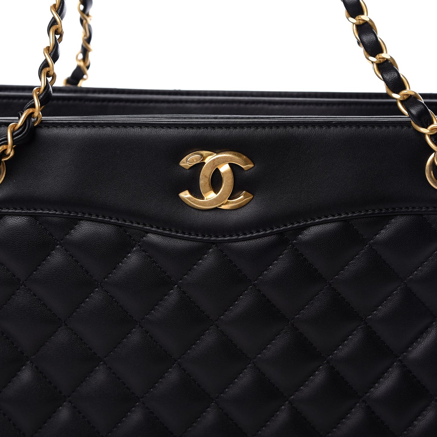 Calfskin Quilted Medium Tote Black
