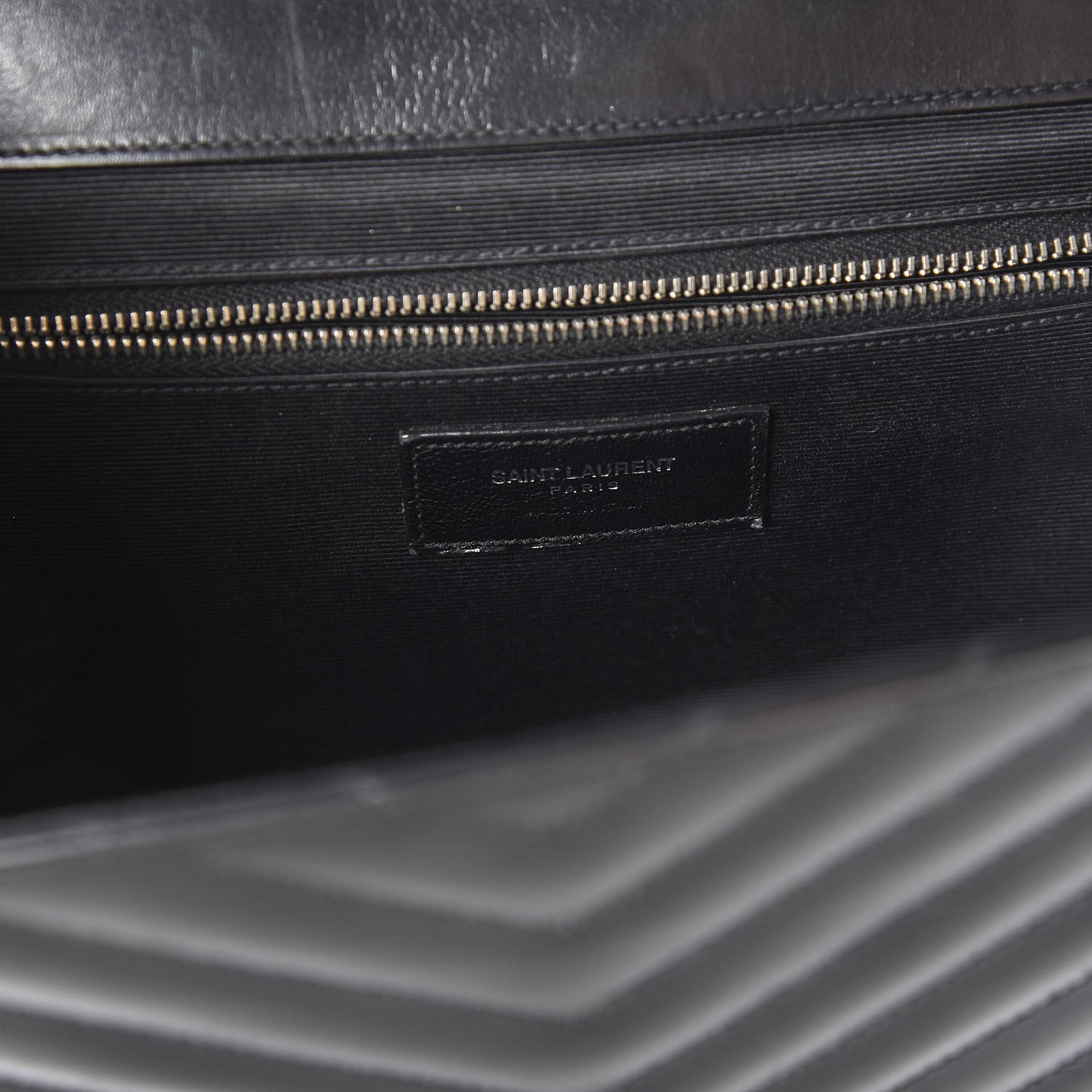 Smooth Calfskin Matelasse Chevron Large Monogram Satchel Black