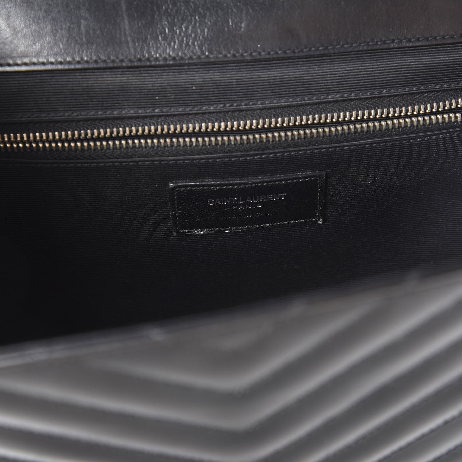 Saint Laurent Smooth Calfskin Matelasse Chevron Large Monogram Satchel Black 5 of 8
