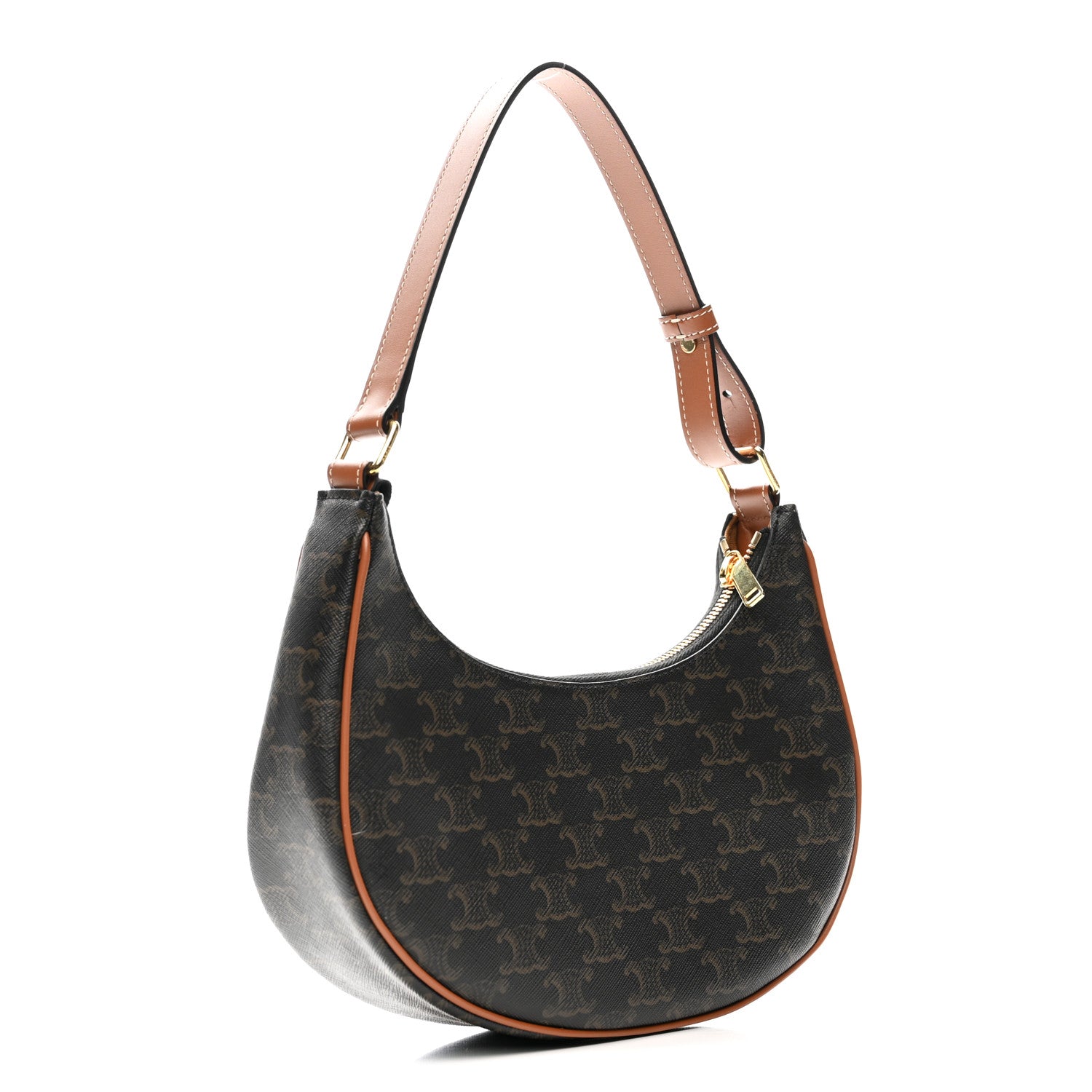 Celine Triomphe Canvas Calfskin Ava Shoulder Bag Tan 3 of 12