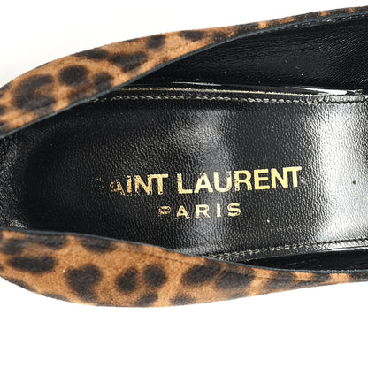 Saint Laurent Suede Leopard Printed Anja Pumps 37.5 Natural Coffee 8 of 10