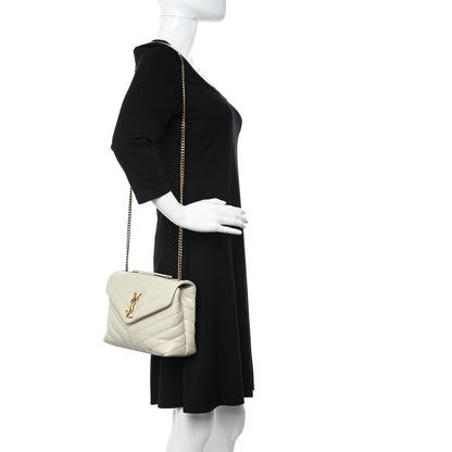 Saint Laurent Calfskin Y Quilted Monogram Small Loulou Chain Satchel Crema Soft 2 of 9