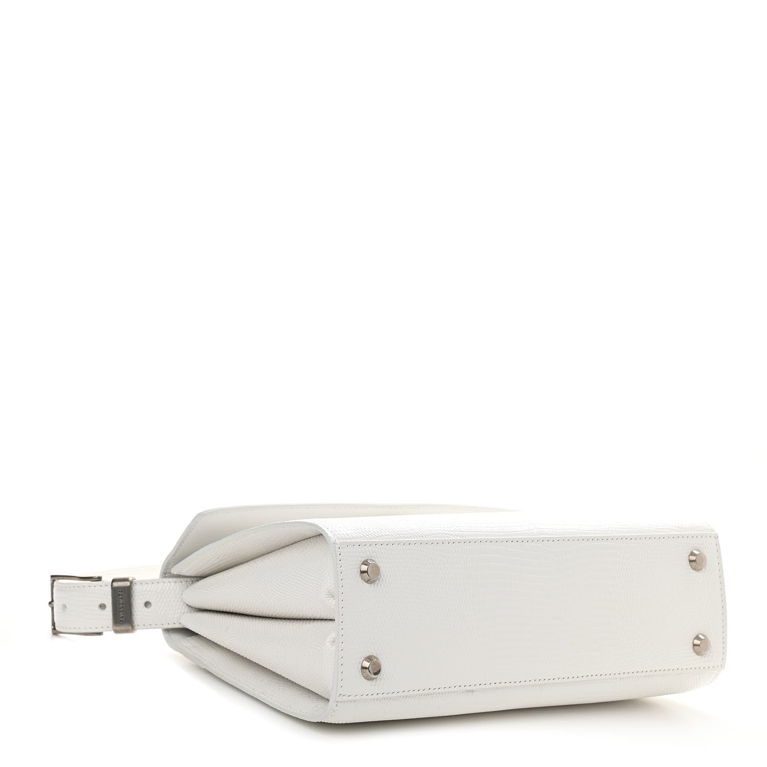 Balenciaga Patent Calfskin Lizard Embossed Medium Ghost Shoulder Bag Optic White 4 of 12