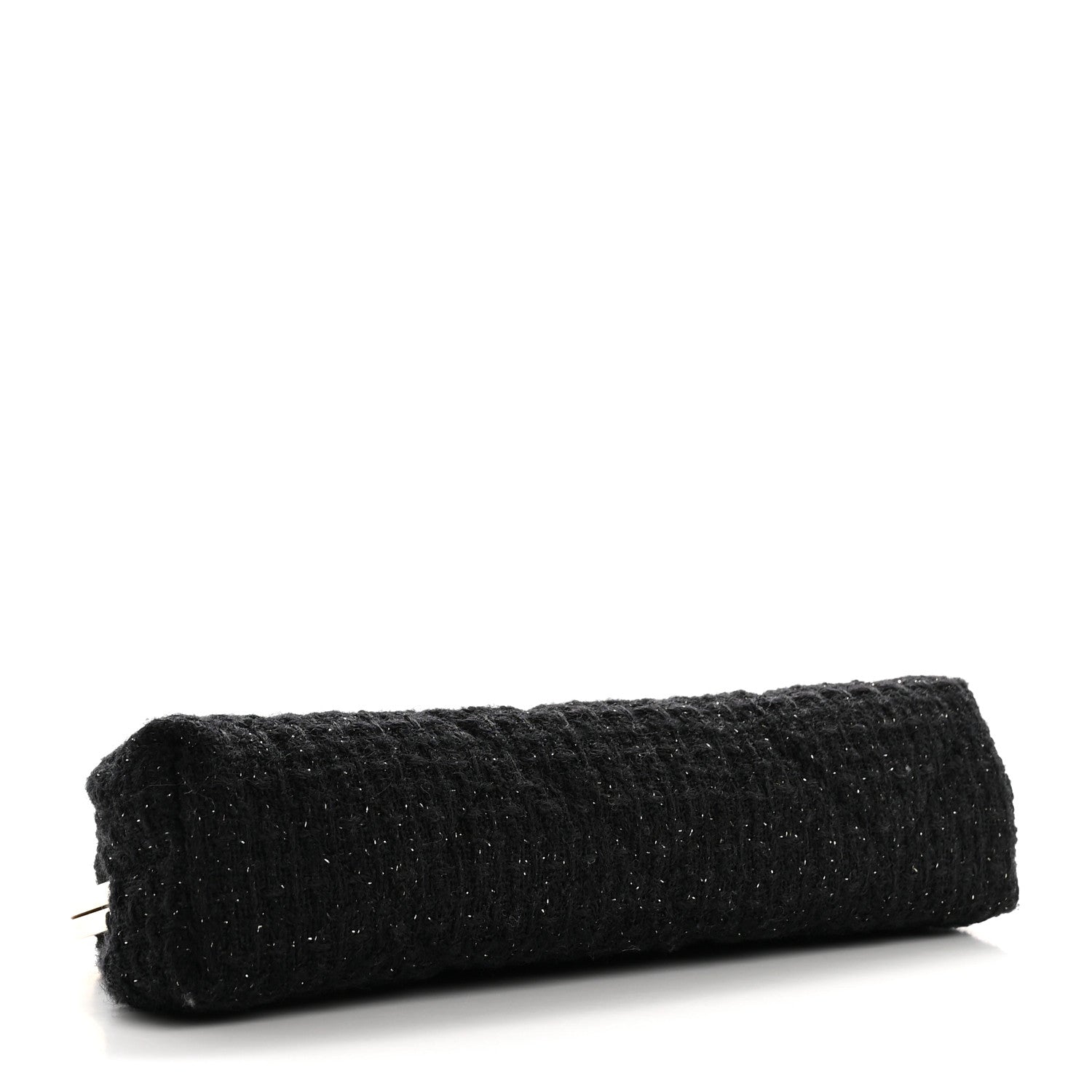 Chanel Tweed Quilted Kiss Lock Clutch Black 4 of 10