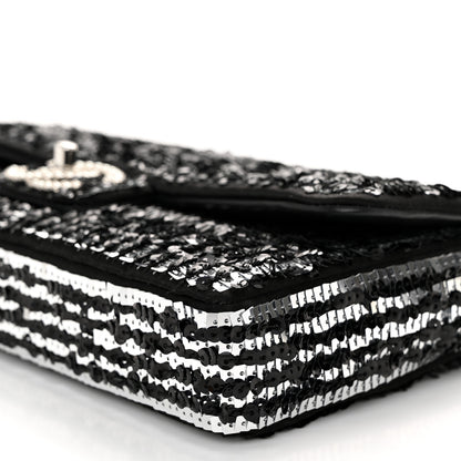 Chanel Sequin Quilted Pearl CC Flap Clutch Black 10 of 11