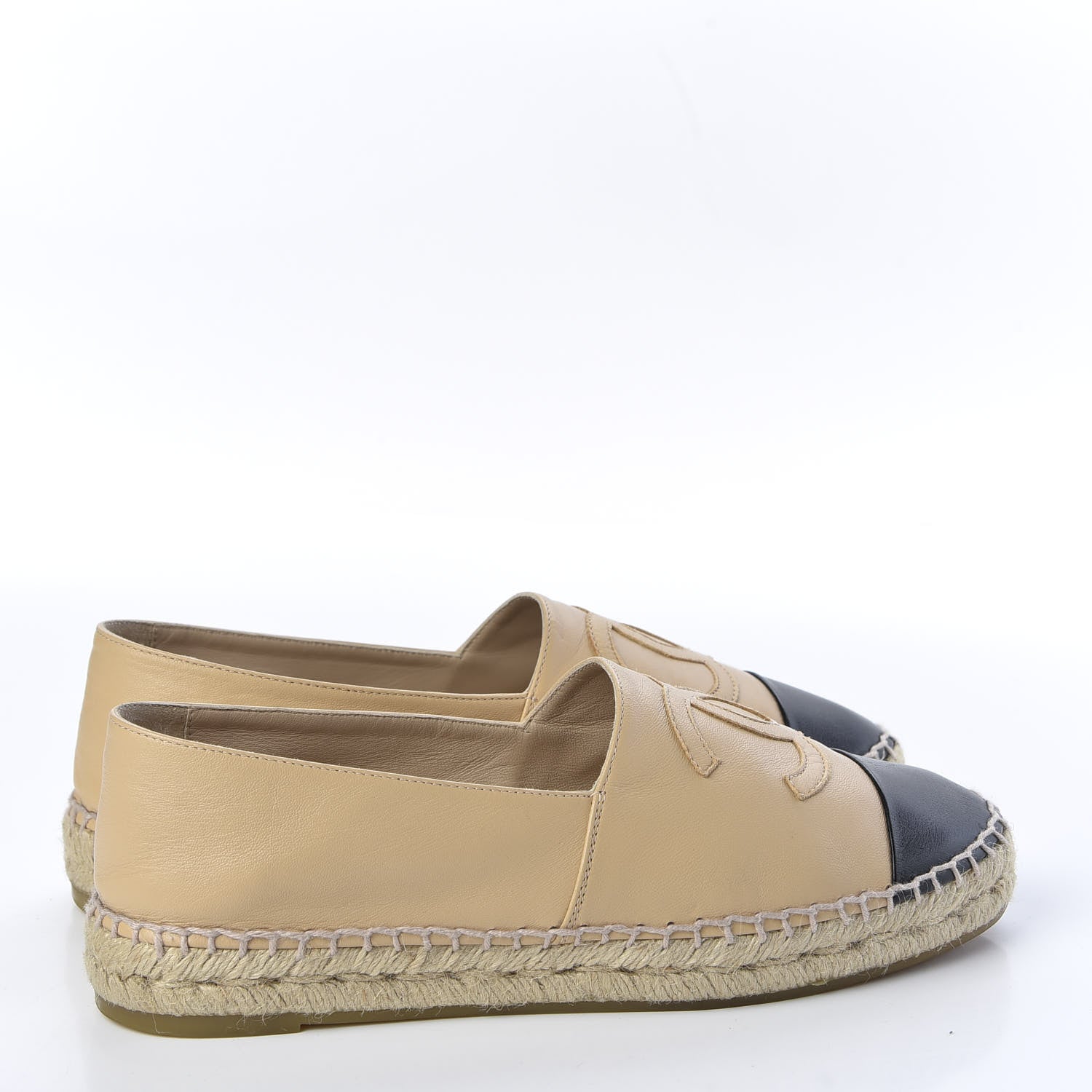 Chanel Lambskin CC Espadrilles 39 Beige Black 4 of 11