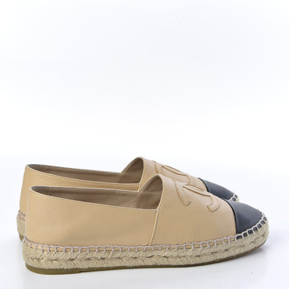 Chanel Lambskin CC Espadrilles 39 Beige Black 4 of 11