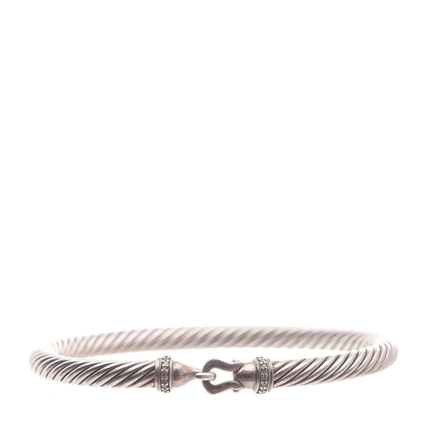 Sterling Silver Diamond 5mm Cable Buckle Bracelet
