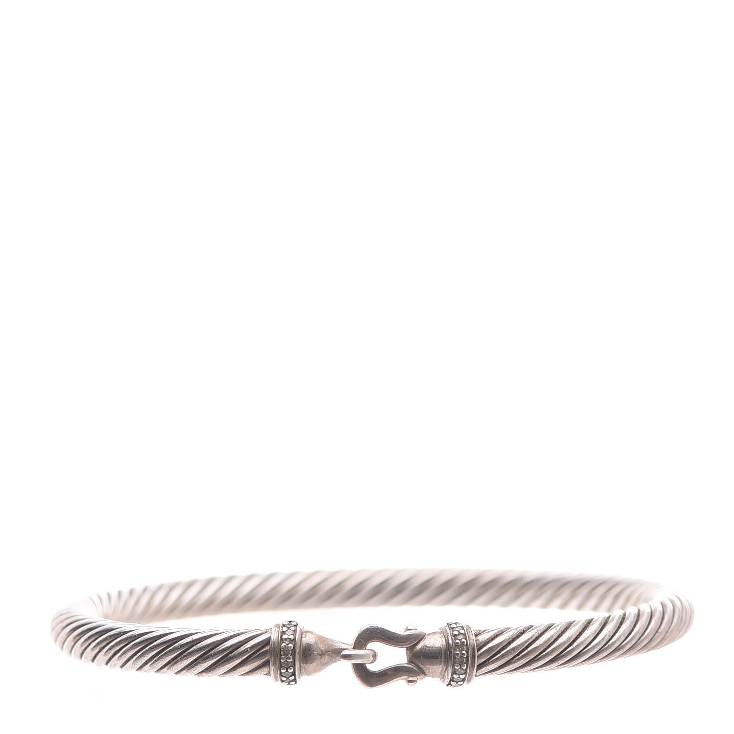 David Yurman Sterling Silver Diamond 5mm Cable Buckle Bracelet 1 of 5