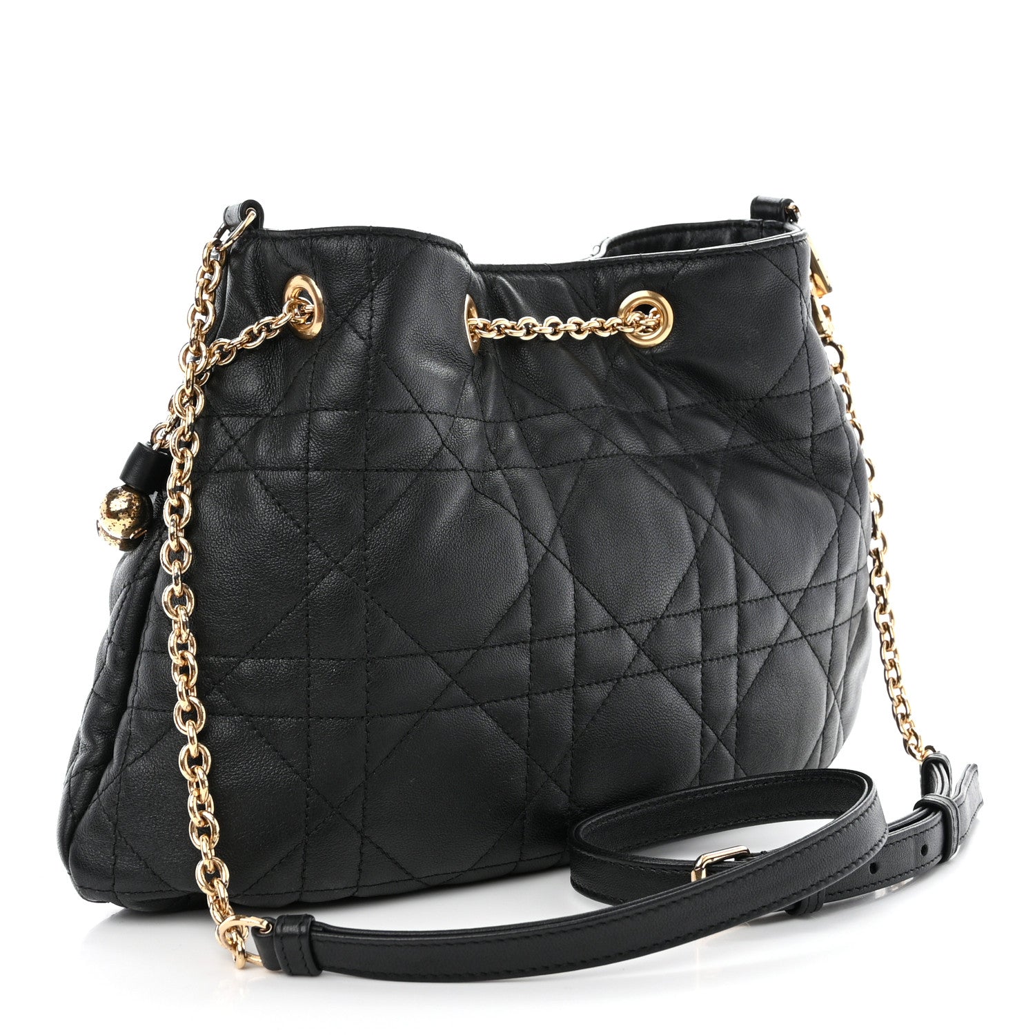 Christian Dior Lambskin Supple Macrocannage Medium Ammi Bag Black 3 of 12