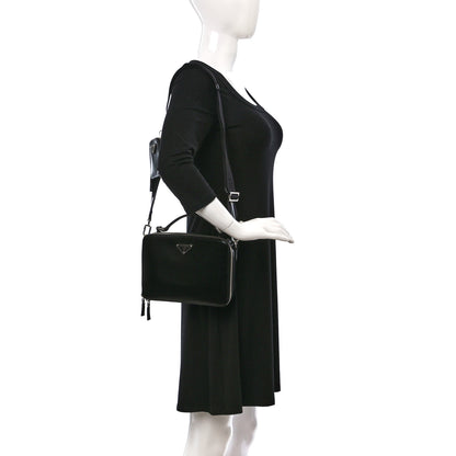 Prada Spazzolato Medium Brique Crossbody Bag Black 2 of 8