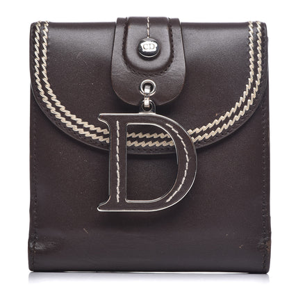 Christian Dior Calfskin Detective Compact Wallet Marron Fonce 1 of 17
