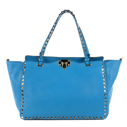 Valentino Garavani Vitello Medium Rockstud Tote Blue Fluo 1 of 8