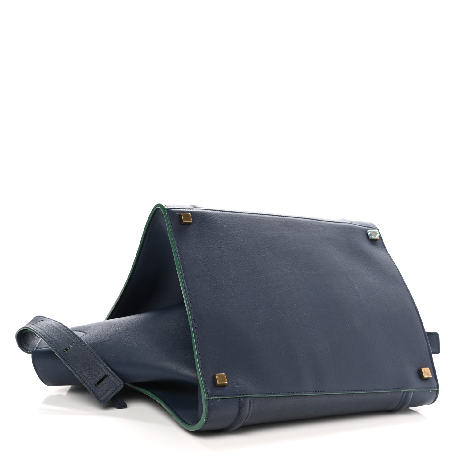 Celine Supple Calfskin Medium Phantom Luggage Navy Blue Green Trim 4 of 10