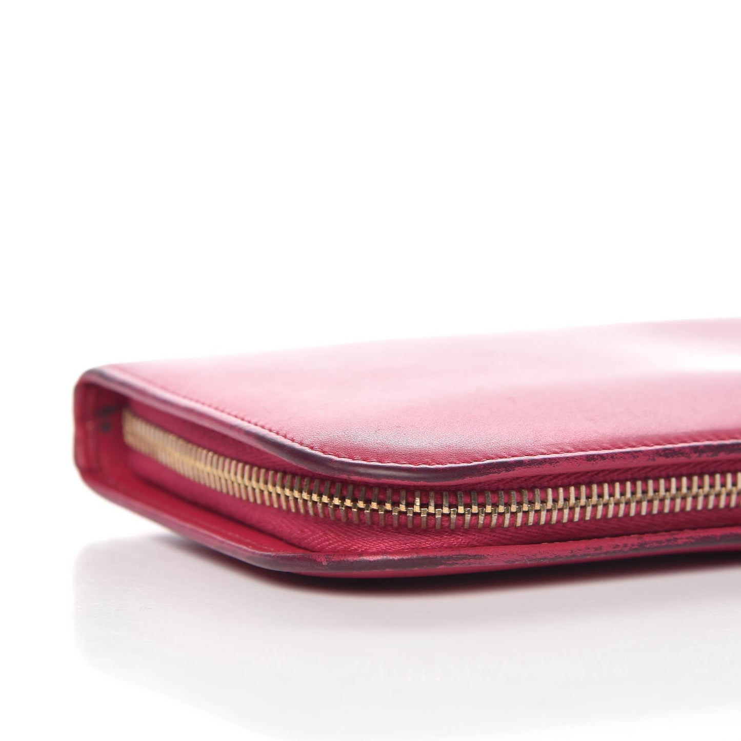 Calfskin Classic Zip Around Continental Wallet Fuchsia