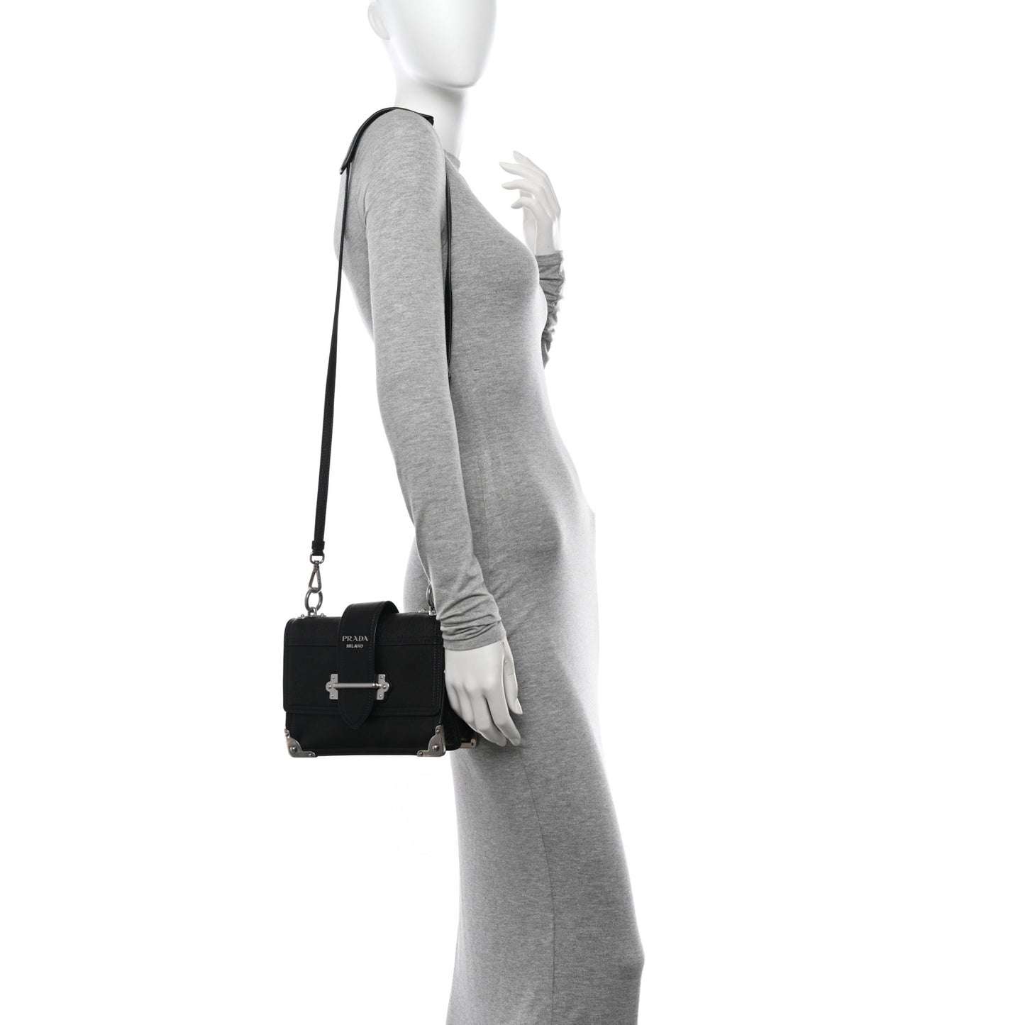 Glace Calf Large Soft Cahier Bag Black Astrale