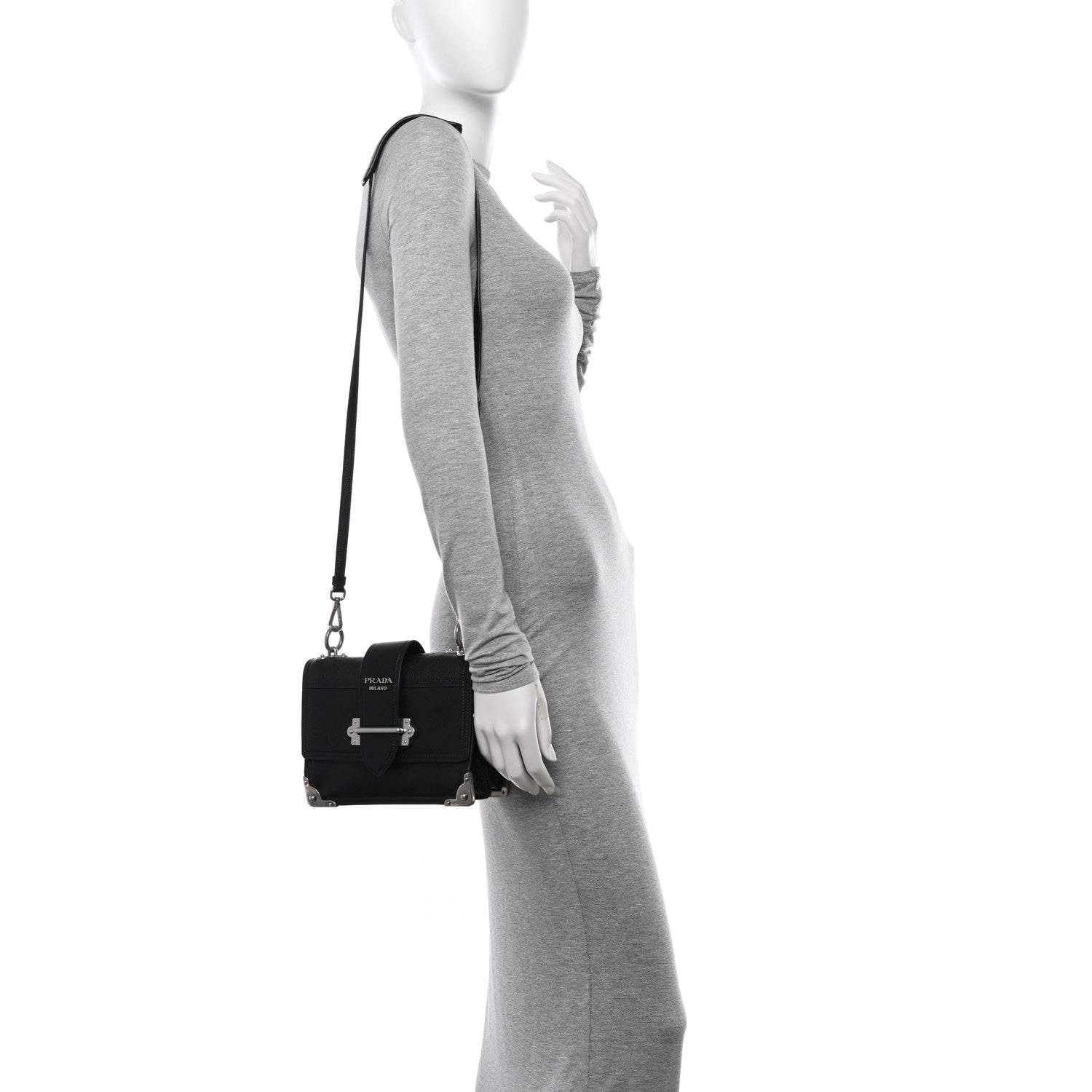 Prada Glace Calf Large Soft Cahier Bag Black Astrale 2 of 13