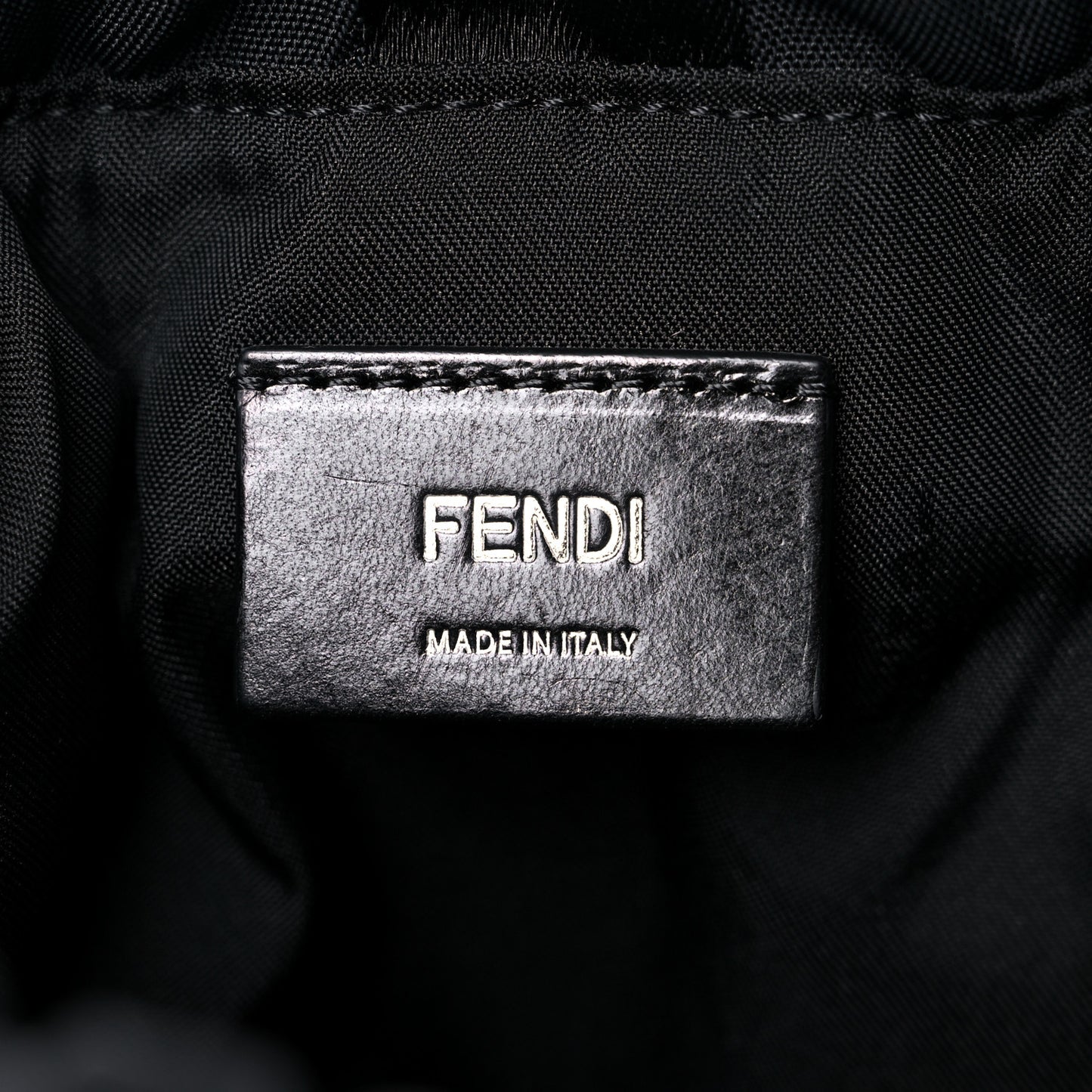 Recycled Nylon Vitello Grace Light Pequin Small Saint Fendi Roma Drawstring Pouch Black Sunflower