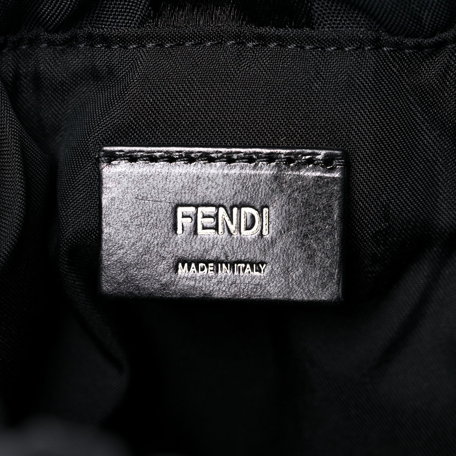 Fendi Recycled Nylon Vitello Grace Light Pequin Small Saint Fendi Roma Drawstring Pouch Black Sunflower 6 of 10