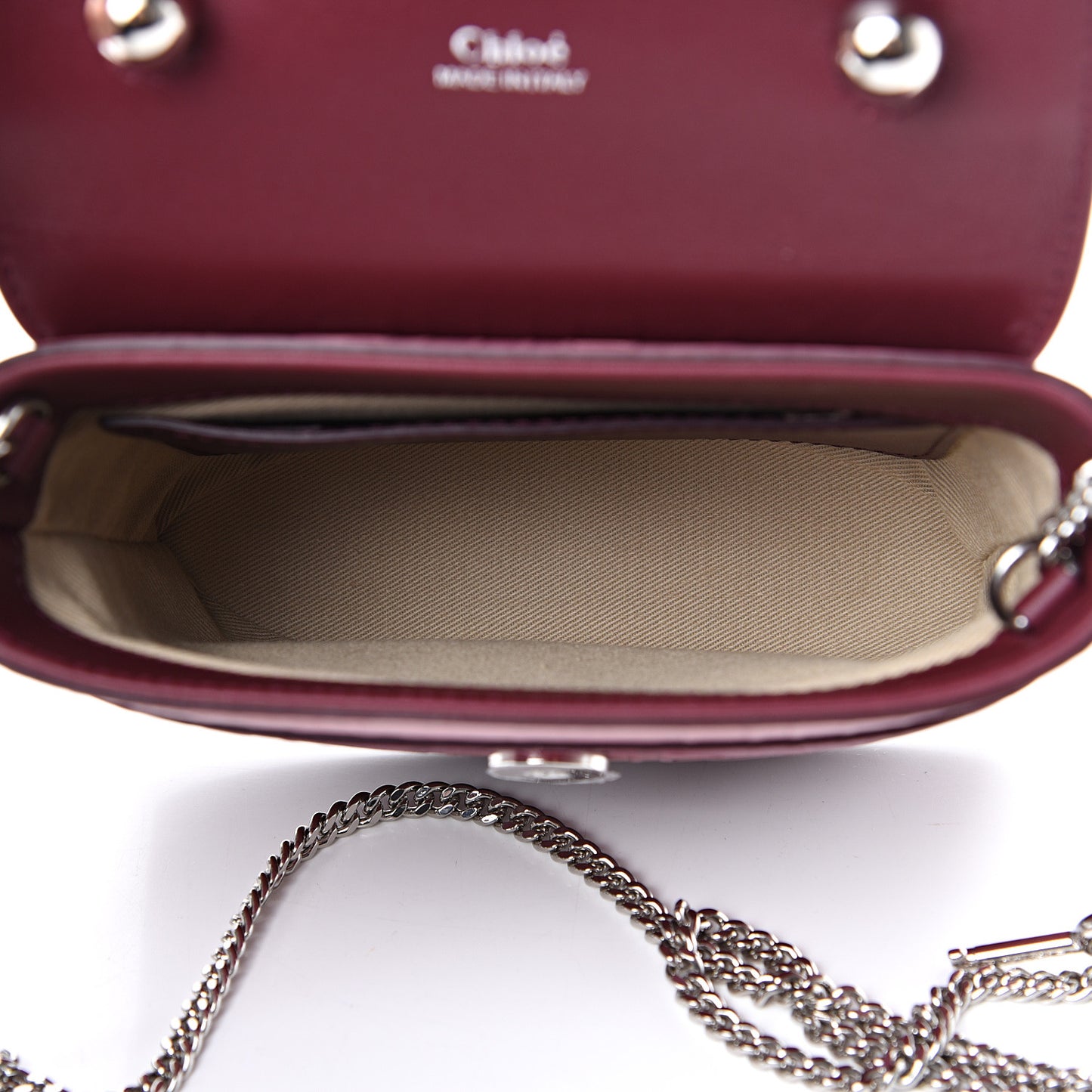 Calfskin Embossed Small Aby Lock Brown Purple