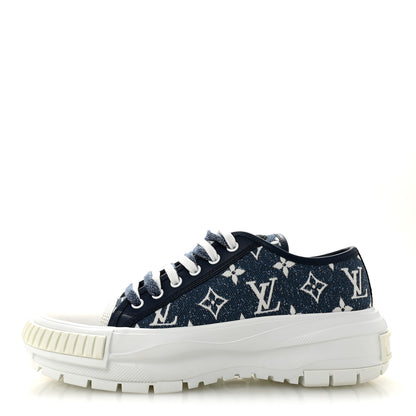 Louis Vuitton Denim Monogram Squad Sneakers 38.5 Marine 1 of 9