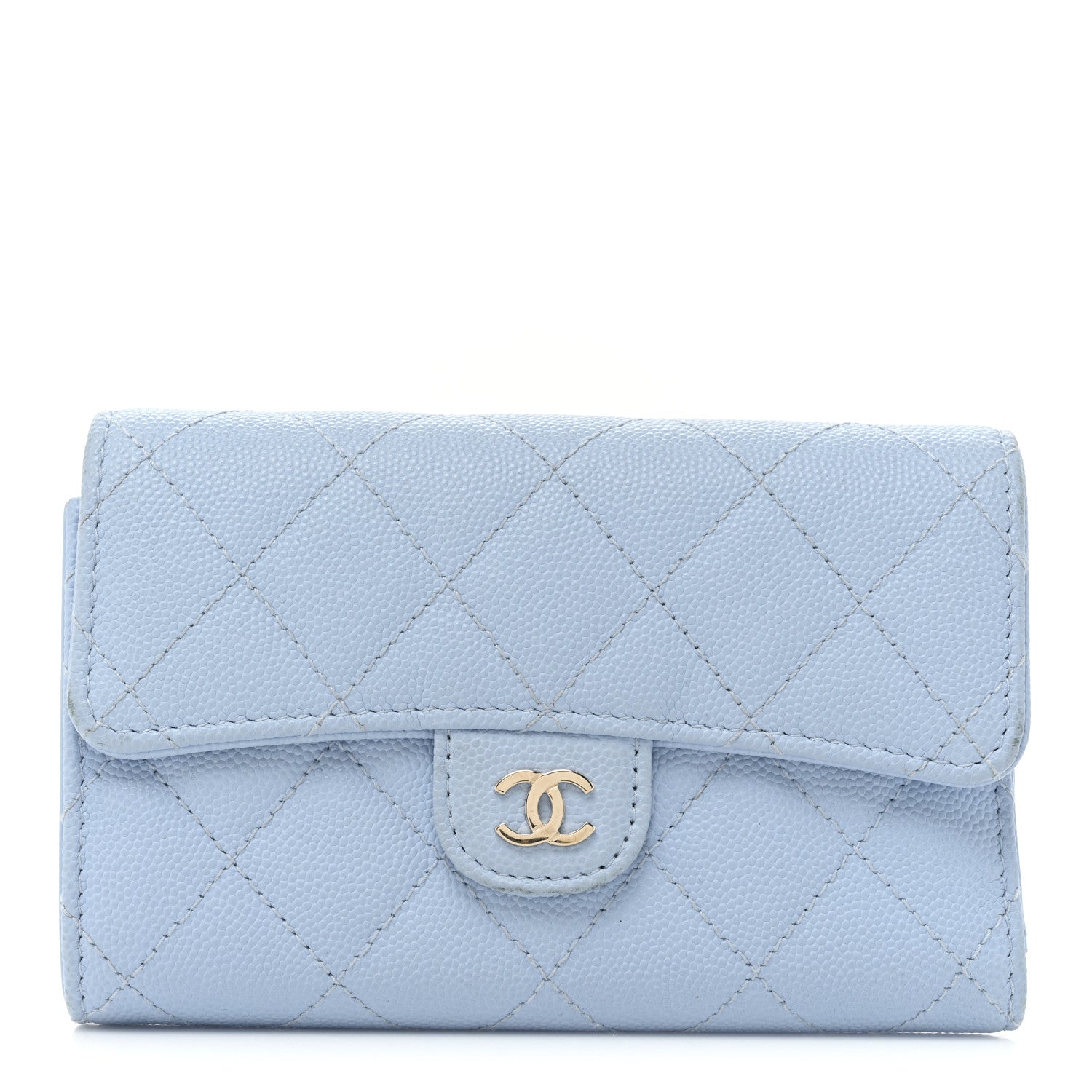 Chanel Caviar Quilted Medium Flap Wallet Light Blue 1 of 19