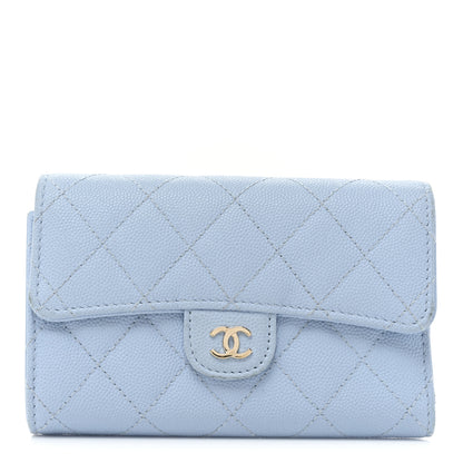 Chanel Caviar Quilted Medium Flap Wallet Light Blue 1 of 19
