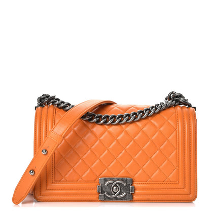 Chanel Lambskin Quilted Medium Boy Flap Orange 1 of 13