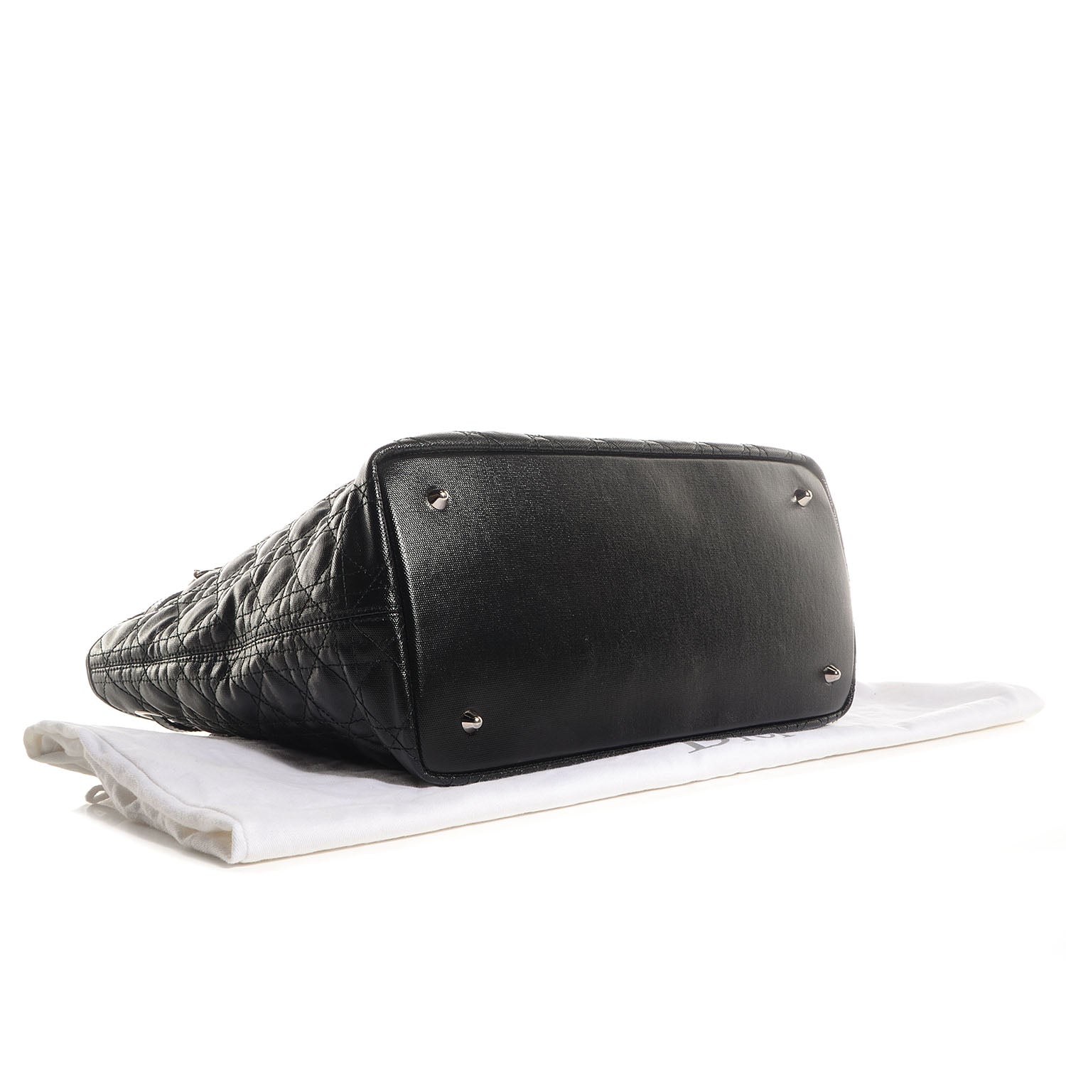 Christian Dior Coated Canvas Cannage Medium Panarea Tote Black 4 of 8