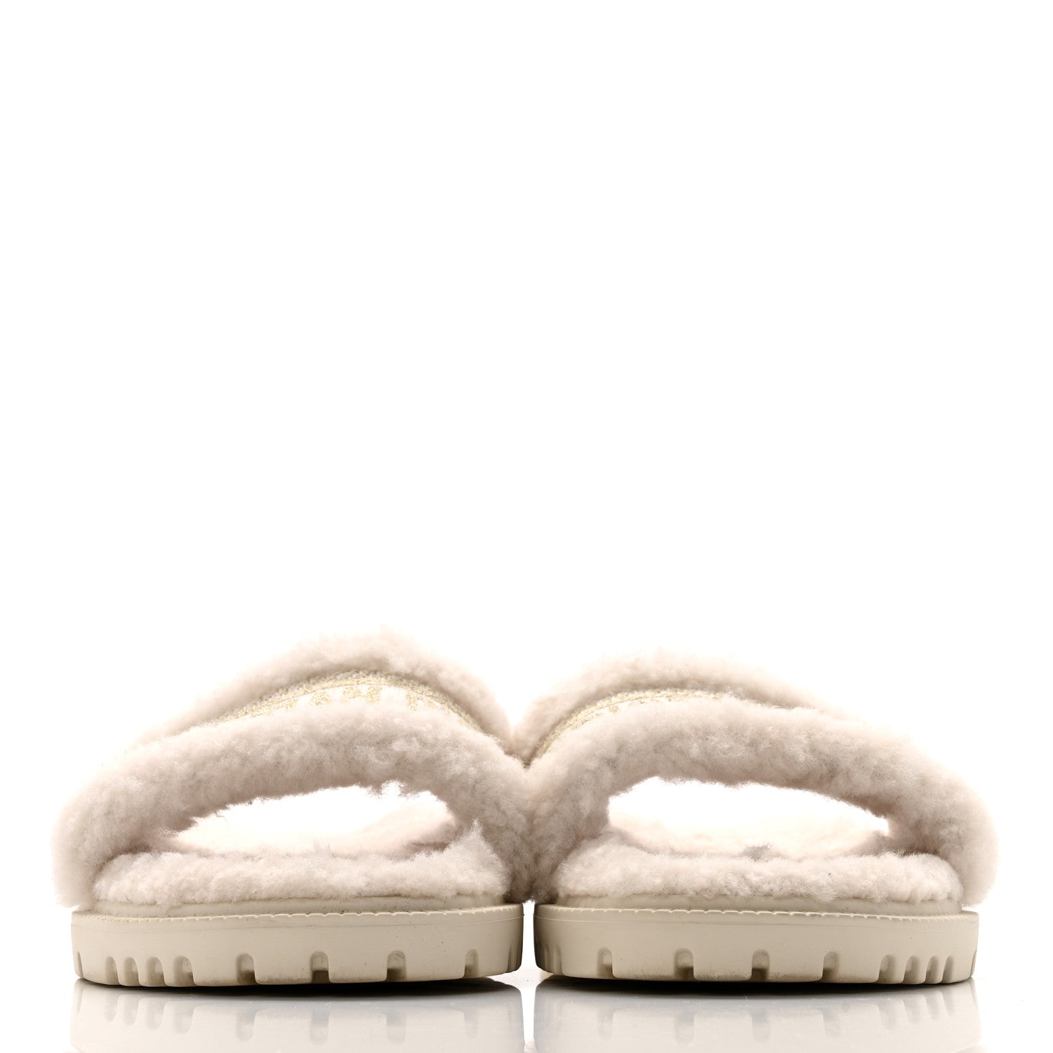 Christian Dior Shearling Canvas Lurex Embroidered Dway 10mm Slide Sandals 39 Natural Platinum 3 of 10