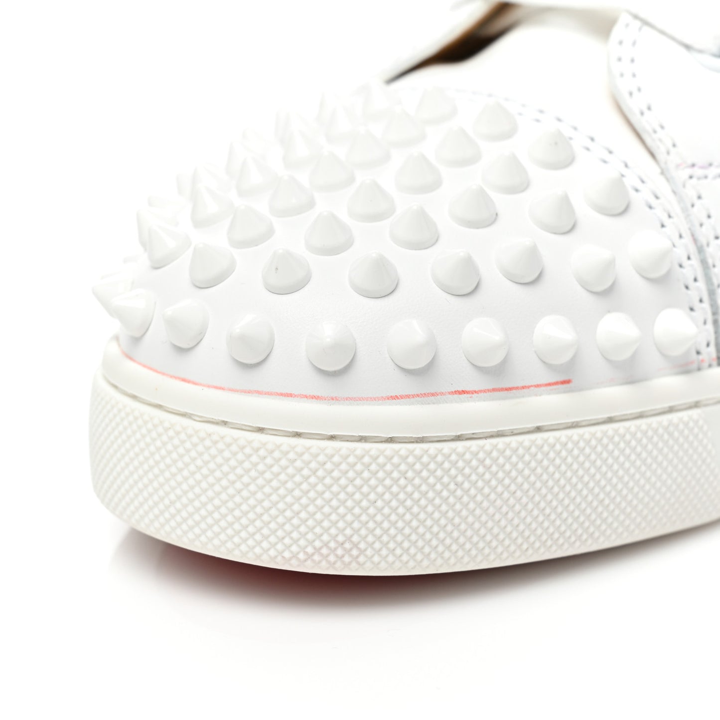 Calfskin Womens Louis Spikes Flat Sneakers 39.5 White